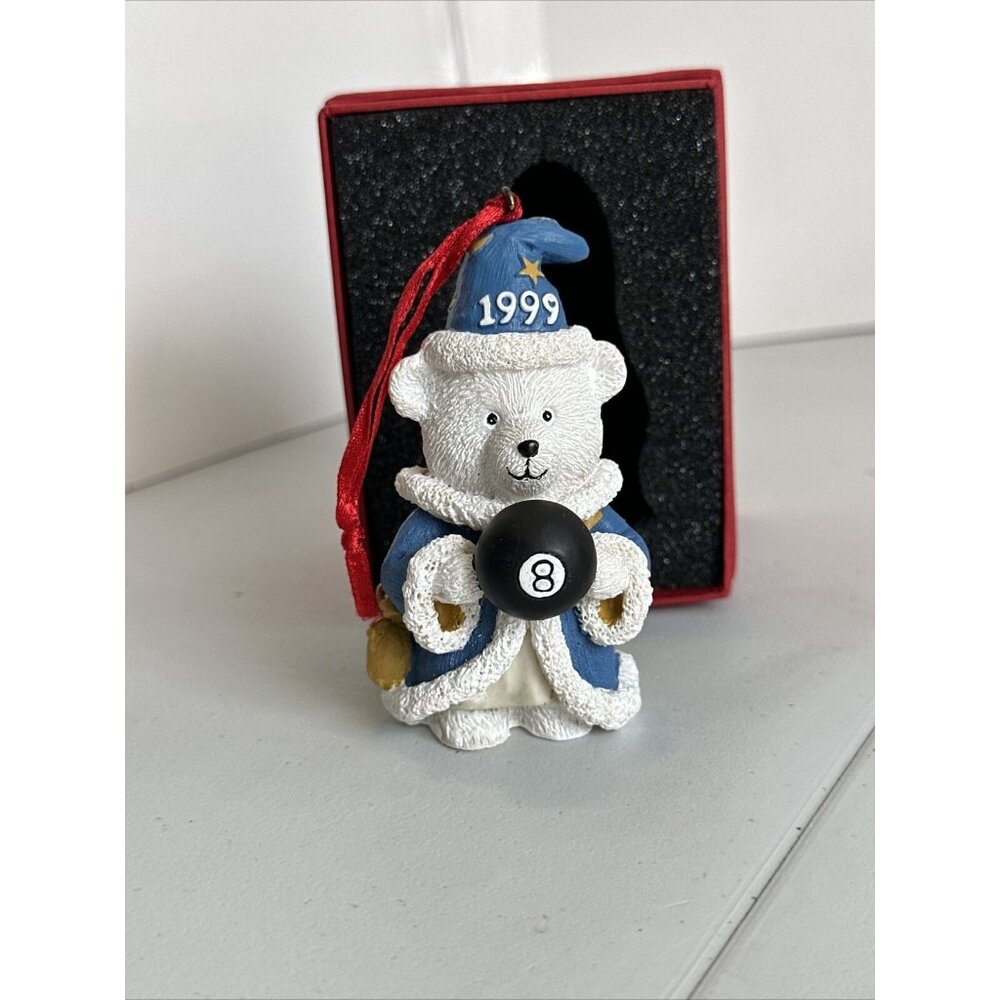 1999 Daytons Hudson Santa Bear Ornament Wizard With 8 Ball Box With No Lid